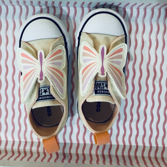 Converse Chuck Taylor Butterfly Velcro Slip-On Shoes Girls Size 6 Toddler - Picture 5 of 6